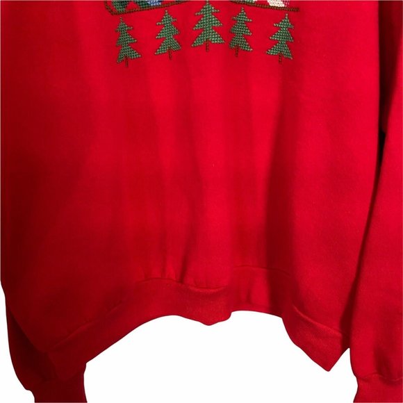 Hanes Activewear Sledding Made In USA Ugly Christmas Sweatshirt Size XL - Picture 4 of 5
